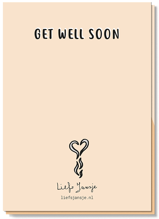 Achterkant beterschapskaart met de tekst 'Get well soon'