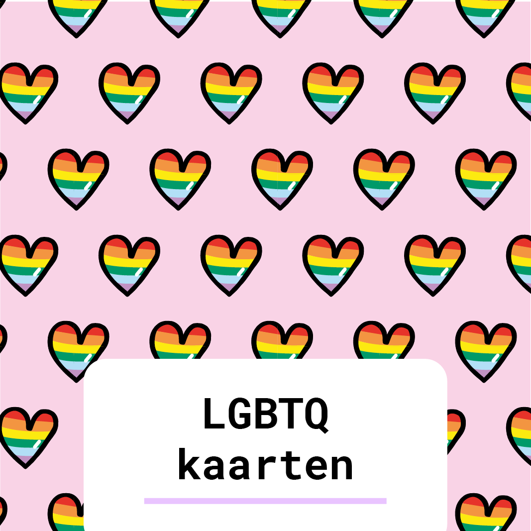 categorie knop met regenboog hartjes patroon die naar LGBTQ kaarten gaat