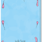 Achterkant kaart met allemaal uitgezakte ballonnen
